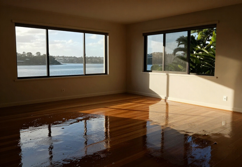 Flooded living room in Minchinbury before restoration