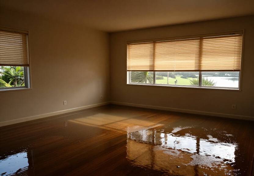 Water-damaged office in Minchinbury before drying